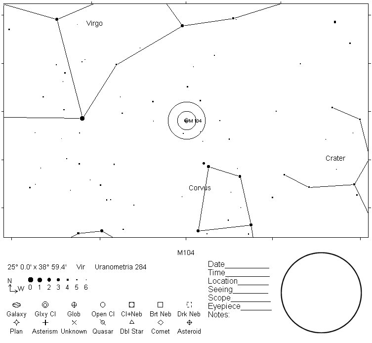 M104 Telrad Finder Chart