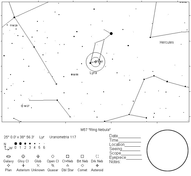 M57 Telrad Finder Chart